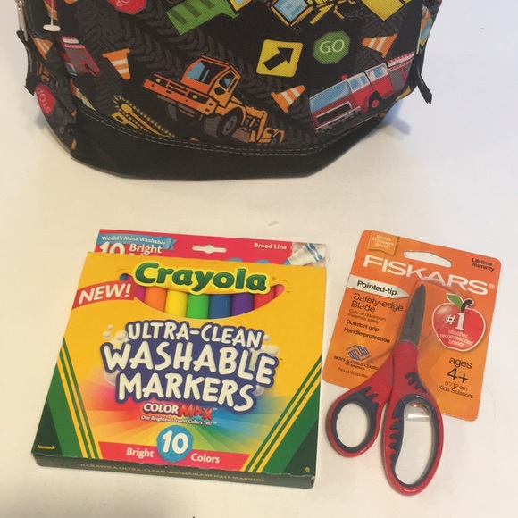 Big Trucks Backpack W/Markers,Scissors & More NEW - Picture 5 of 5